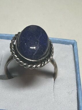 Sterling Silver Lapis Lazuli Ring - Deep Blue Stone